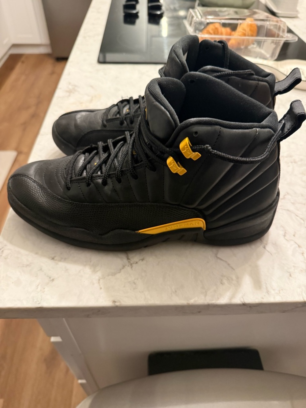 Jordan Black High-Top Sneakers with Yellow Accents